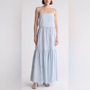 Rag & Bone Leilah Poplin Maxi Dress in Light Blue Stripe Size M New without Tags
